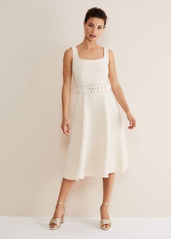 Phase Eight Ethel Fit And Flare Dress Cream Canada | WGZDHU-387